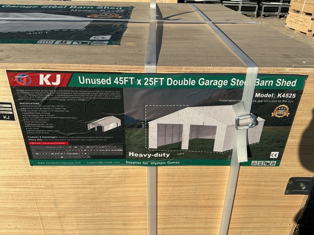 KJ K4525 Double Garage Steel Barn Shed - Unused