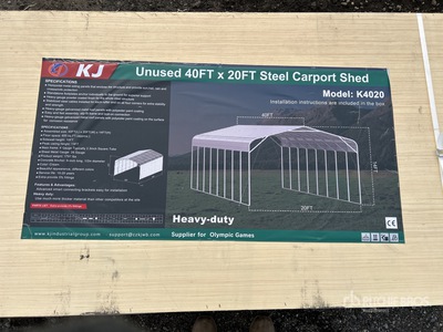KJ K4020 Steel Carport Shed - Unused