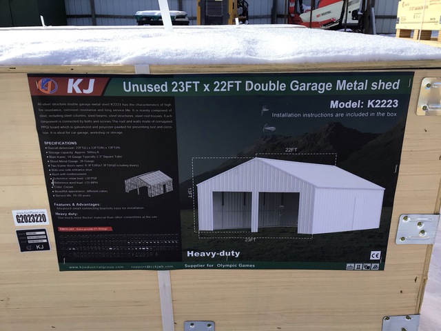 KJ K2223 Double Garage Metal Shed - Unused