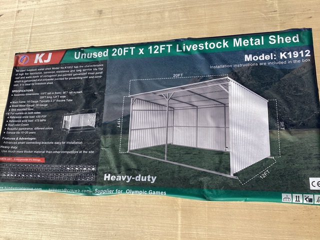 KJ K1912 Livestock Metal Shed - Unused