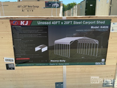 KJ K4020 Steel Carport Shed - Unused