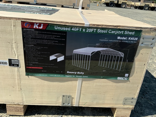 KJ K4020 Steel Carport Shed - Unused KJ K4020 Steel Carport Shed - Unused
