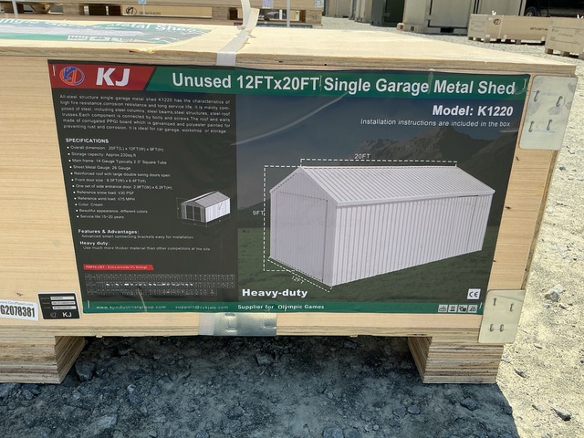 KJ K1220 Single Garage Metal Shed - Unused KJ K1220 Single Garage Metal Shed - Unused