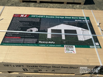 KJ K3325 Double Garage Steel Barn Shed - Unused
