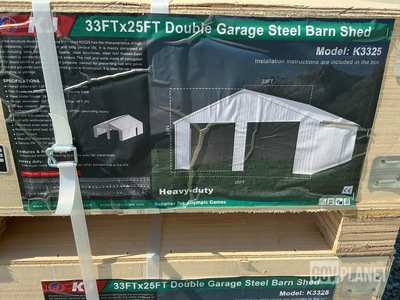 KJ K3325 Double Garage Steel Barn Shed - Unused