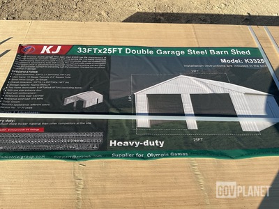 KJ K3325 Double Garage Steel Barn Shed - Unused