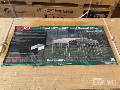 KJ K4020 Steel Carport Shed - Unused