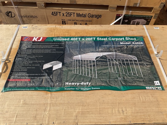 KJ K4020 Steel Carport Shed - Unused