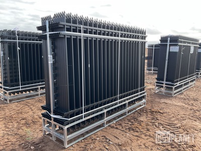 (24) Pieces of KJ Powder Coated Steel Fence w/(25) Post Connectors - Unused