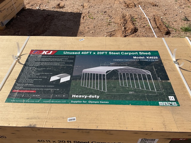 KJ K4020 Steel Carport Shed - Unused
