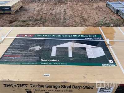 KJ K3325 Double Garage Steel Barn Shed - Unused