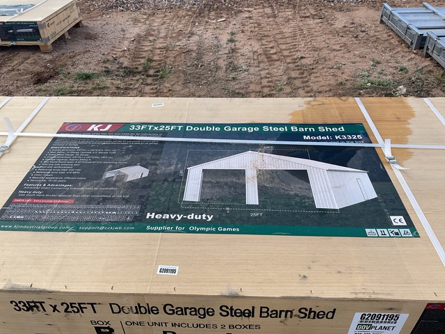 KJ K3325 Double Garage Steel Barn Shed - Unused