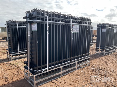 (24) Pieces of KJ Powder Coated Steel Fence w/(25) Post Connectors - Unused