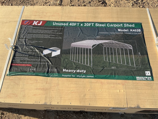 KJ K4020 Steel Carport Shed - Unused