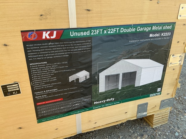 KJ K2223 Double Garage Metal Shed - Unused