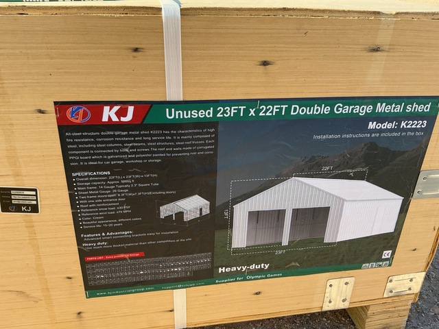 KJ K2223 Double Garage Metal Shed - Unused