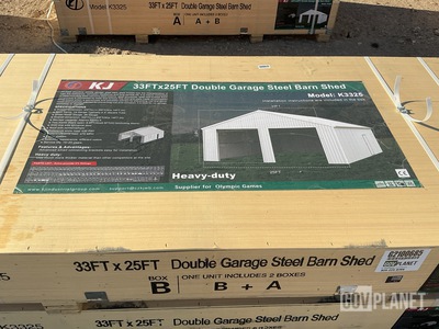 KJ K3325 Double Garage Steel Barn Shed - Unused