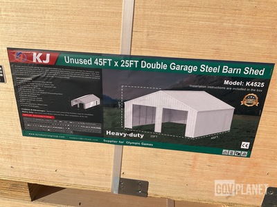 KJ K4525 Double Garage Steel Barn Shed - Unused