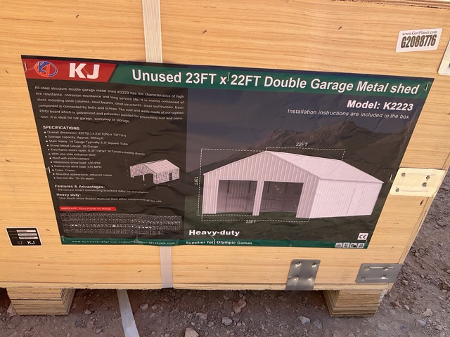 KJ K2223 Double Garage Metal Shed - Unused