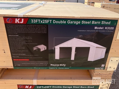 KJ K3325 Double Garage Steel Barn Shed - Unused