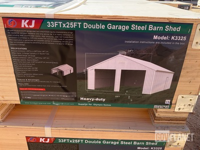KJ K3325 Double Garage Steel Barn Shed - Unused