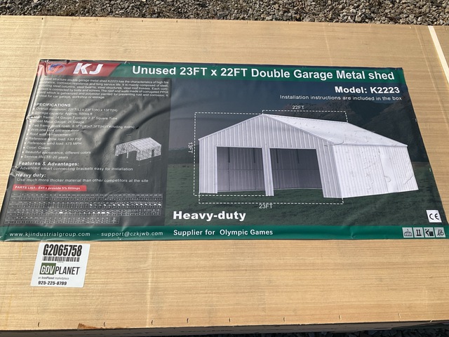 KJ K2223 Double Garage Metal Shed - Unused