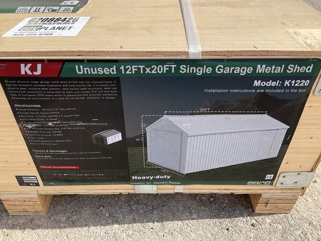 KJ K1220 Single Garage Metal Shed - Unused