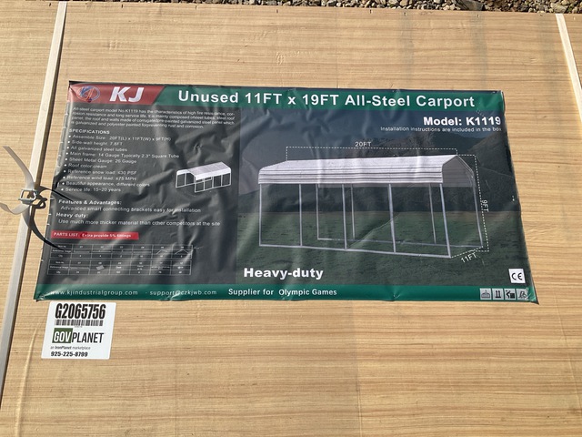 KJ K1119 All-Steel Carport - Unused KJ K1119 All-Steel Carport - Unused