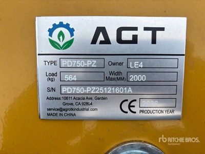 2026 AGT PD750-PZ Skid Steer Post Driver (Unused)
