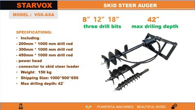 2025 STARVOX VOX-ASA (3) Auger Bits w/ Skid Steer Auger (Unused)