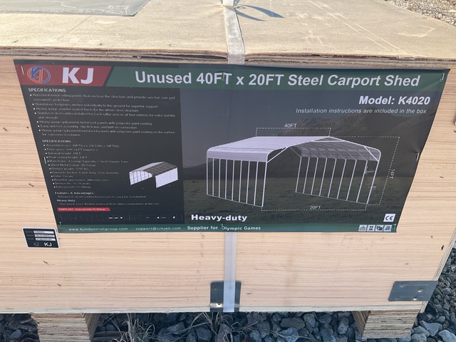 KJ K4020 Steel Carport Shed - Unused KJ K4020 Steel Carport Shed - Unused