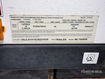 2012 Magnum MLT5080K 8 kW Light Tower