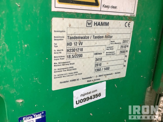 COMPACTADOR 2017 HAMM HD12VV