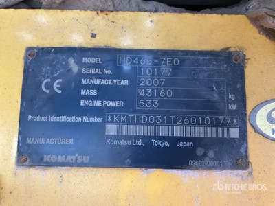 2007 Komatsu HD465-7EO Haul Truck