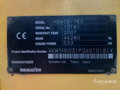 2007 Komatsu HD605-7 Haul Truck