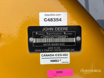 2018 John Deere 870G Motor Grader