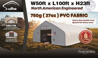 2026 Suihe S5010023DP-750gPVC 100 ft x 50 ft x 23 ft Bâtiment d'entreposage (Unused)