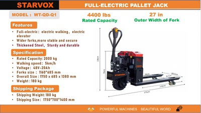 2025 STARVOX WT-QD-Q1 4400 lb Electric Pallet Jack (Unused)