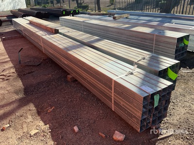 Quantity of (25) 3 in Square 14 ga Galvanized 24 ft Long Pipe (Unused)