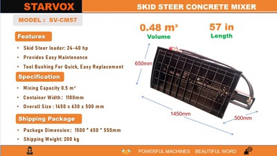 2025 STARVOX SV-CM57 Mélangeur de béton pour chargeuse à différentiel (Unused)
