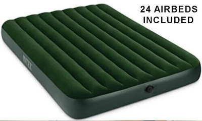 Quantity of (24) Intex Hunter Green Airbed Inflatable Mattress with Pump - Queen (Unused)