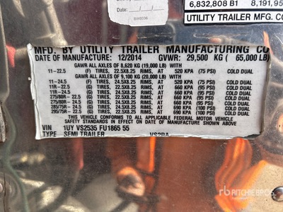 2015 Utility VS2RA 53 ft x 102 in Sliding T/A Remolque refrigerado