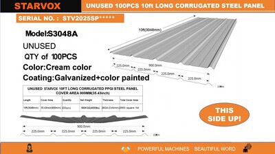 Quantity of (100) 2025 STARVOX S3048A 3 ft x 10 ft Corrugated Steel Panels (Unused)