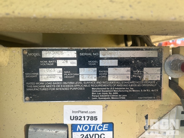 ELEVADOR TIJERA 2018 JLG 19030ES