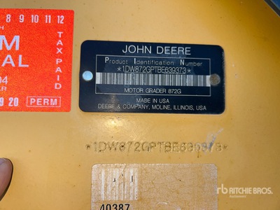 2011 John Deere 872G Motor Grader