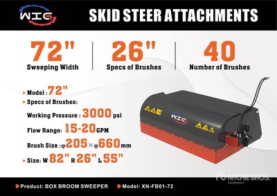 2025 Wig XNFB0172 72 in Skid Steer Sweeper (Unused)