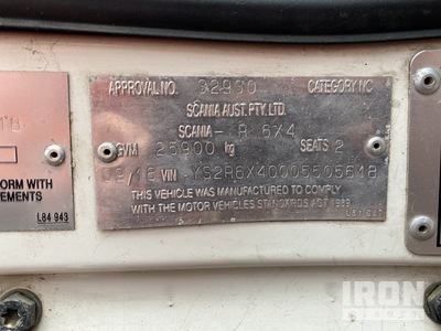 2018 Scania R730 6x4 Sleeper Prime Mover (Inoperable)