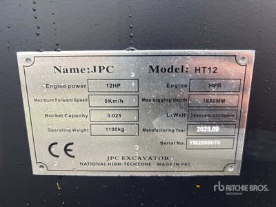 JPC HT12 Mini Excavator (Unused)