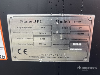 JPC HT12 Mini Excavator (Unused)