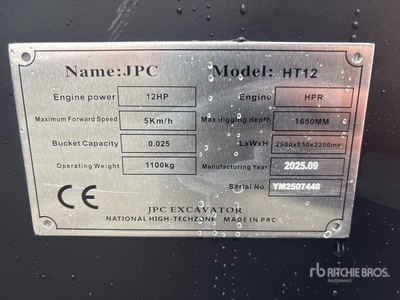JPC HT12 Mini Excavator (Unused)